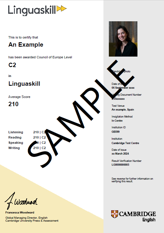 Front of Certificate altered