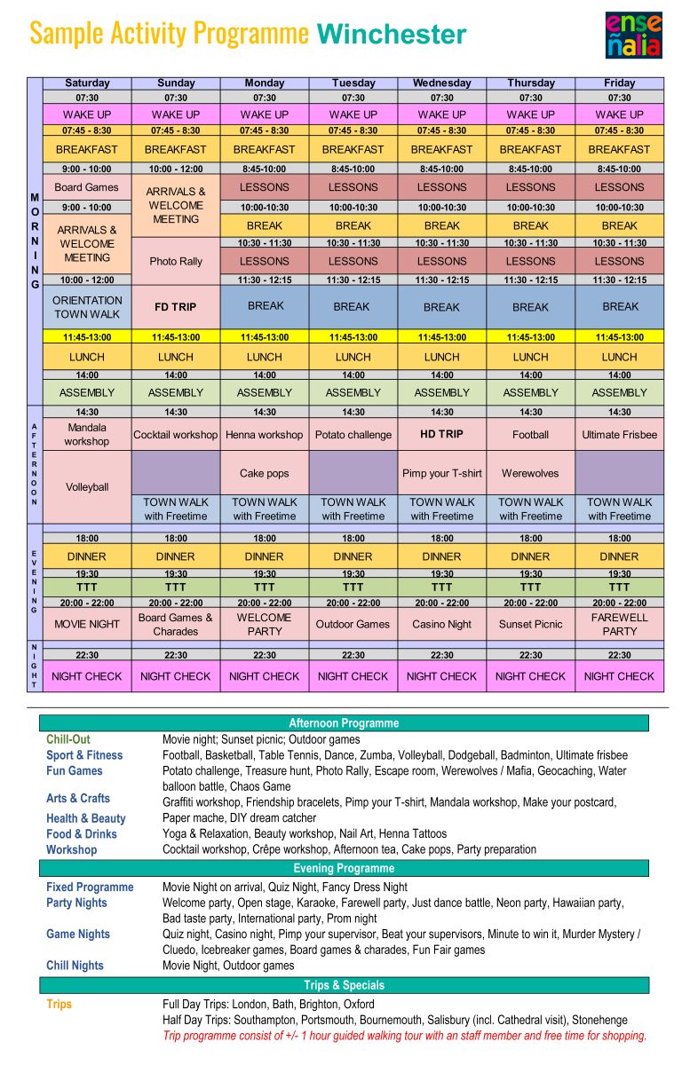 Winchester Sample programme 2026